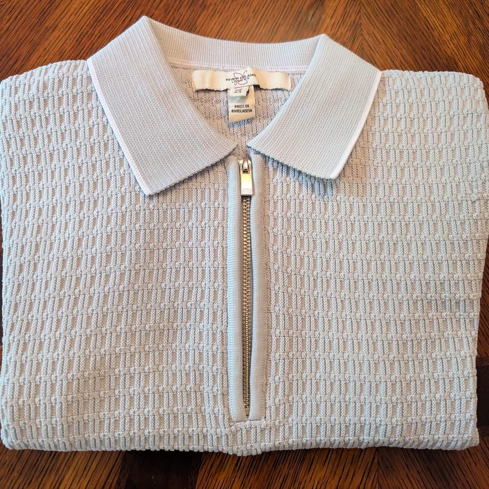 River Island Gray Short Sleeve Shirt with Textured Knit